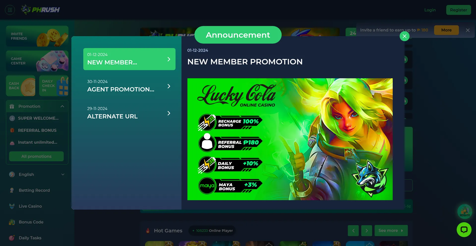 Website screenshot of Phrush71898.com