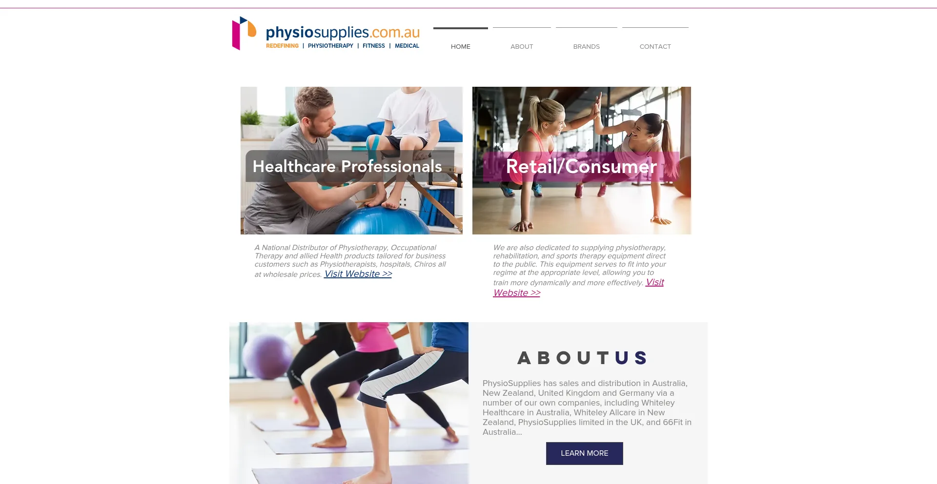 Website screenshot of Physiosupplies.com.au