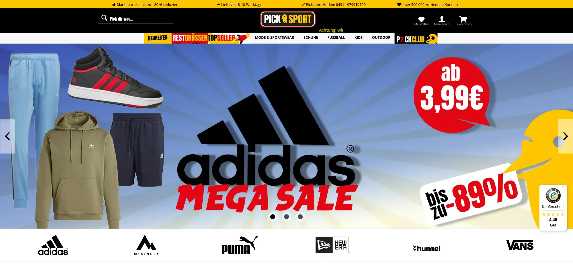 Website screenshot of Picksport.de