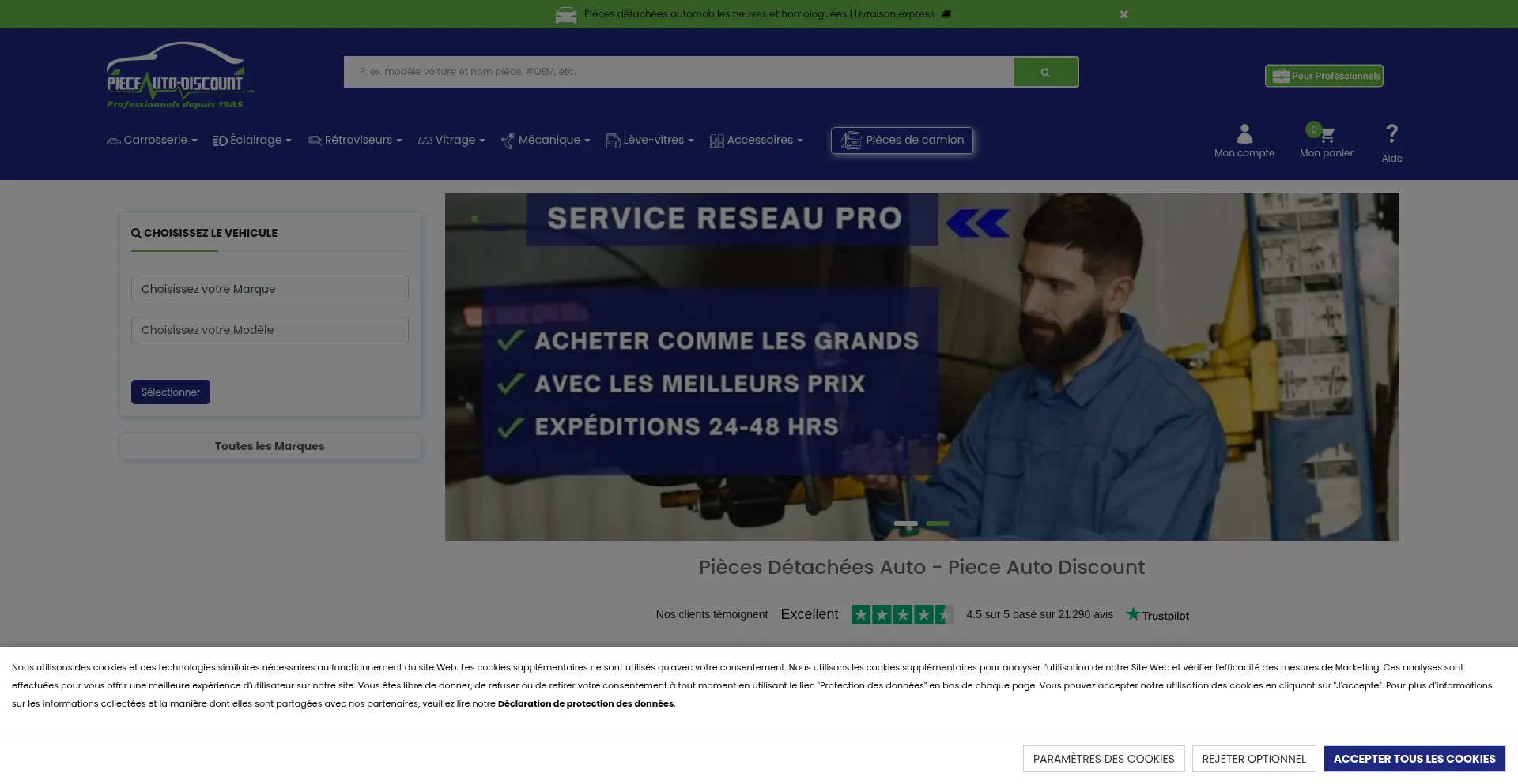 Website screenshot of Pieceauto-discount.com