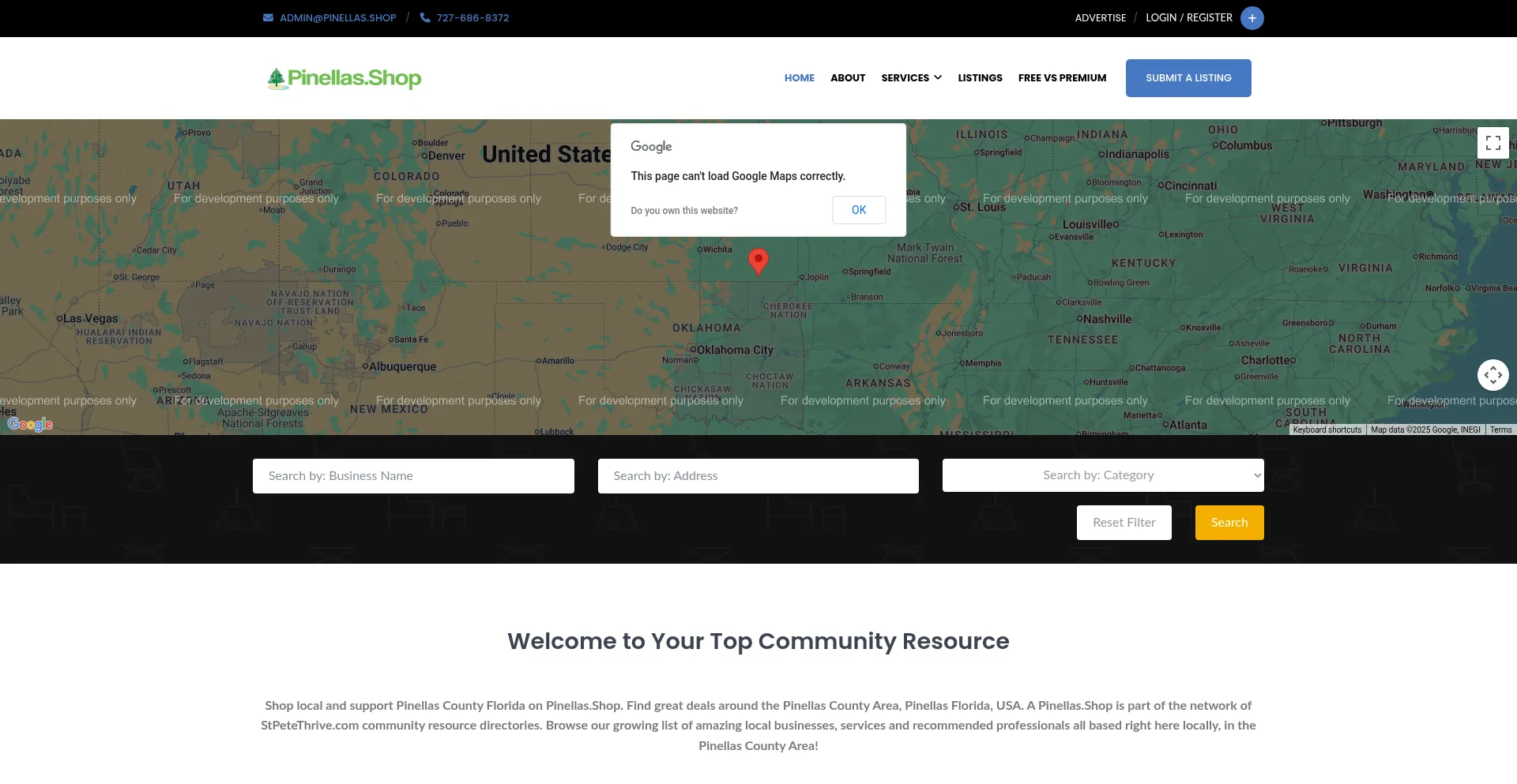 Website screenshot of Pinellas.shop