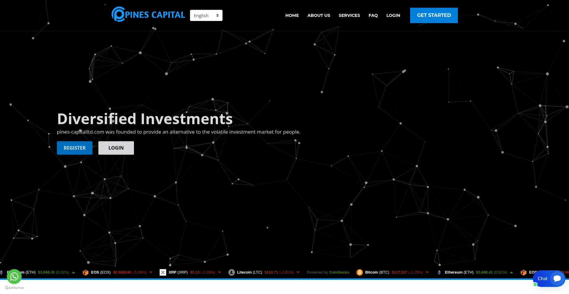Website screenshot of Pines-capitalltd.com