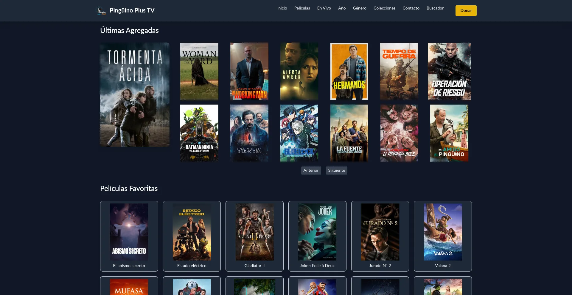 Website screenshot of Pinguinoplustv.online