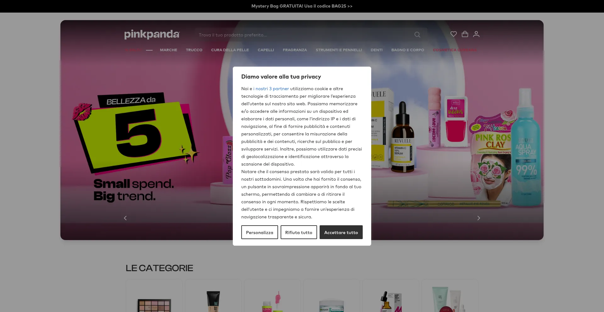 Website screenshot of Pinkpanda.it