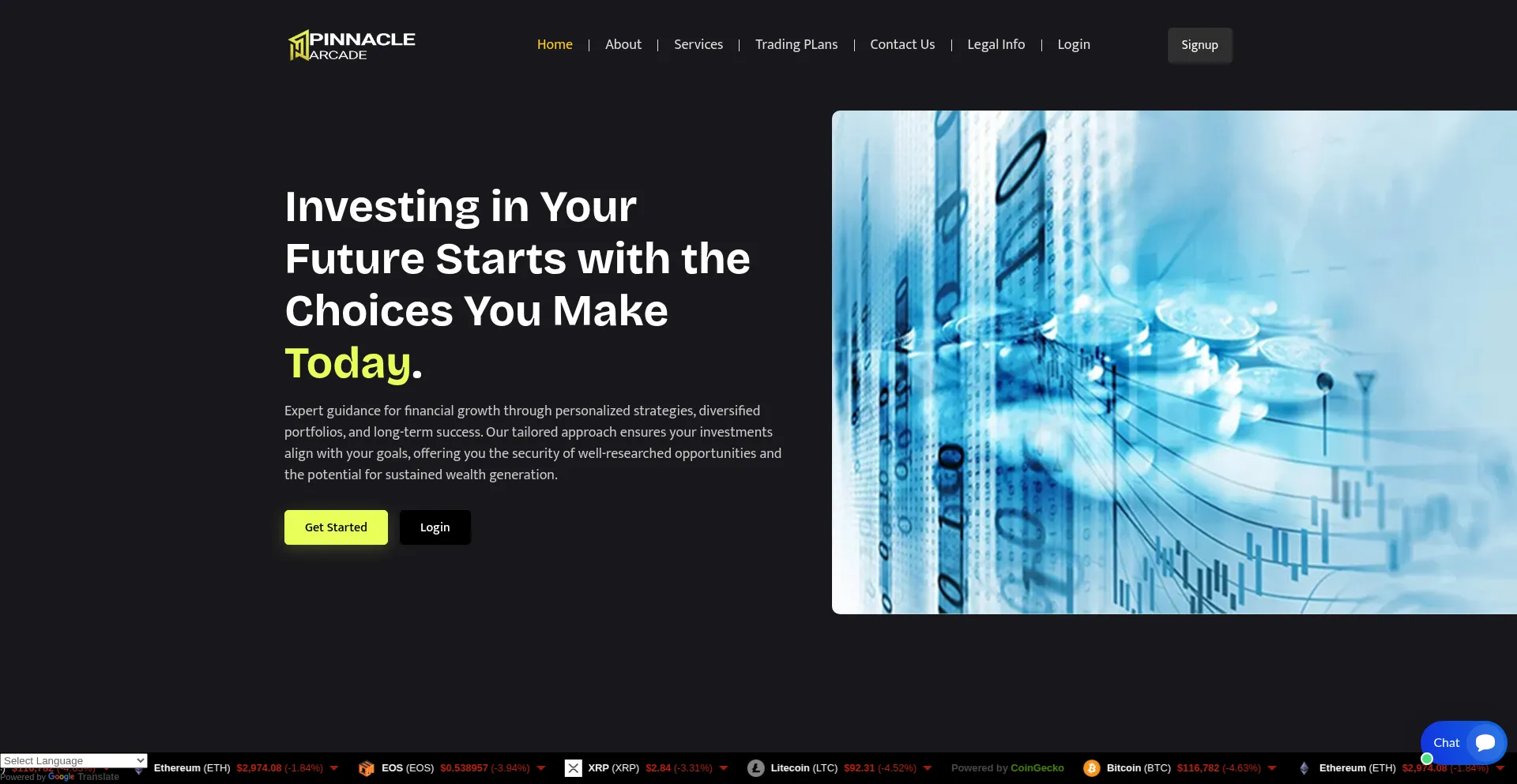 Website screenshot of Pinnaclearcade.com