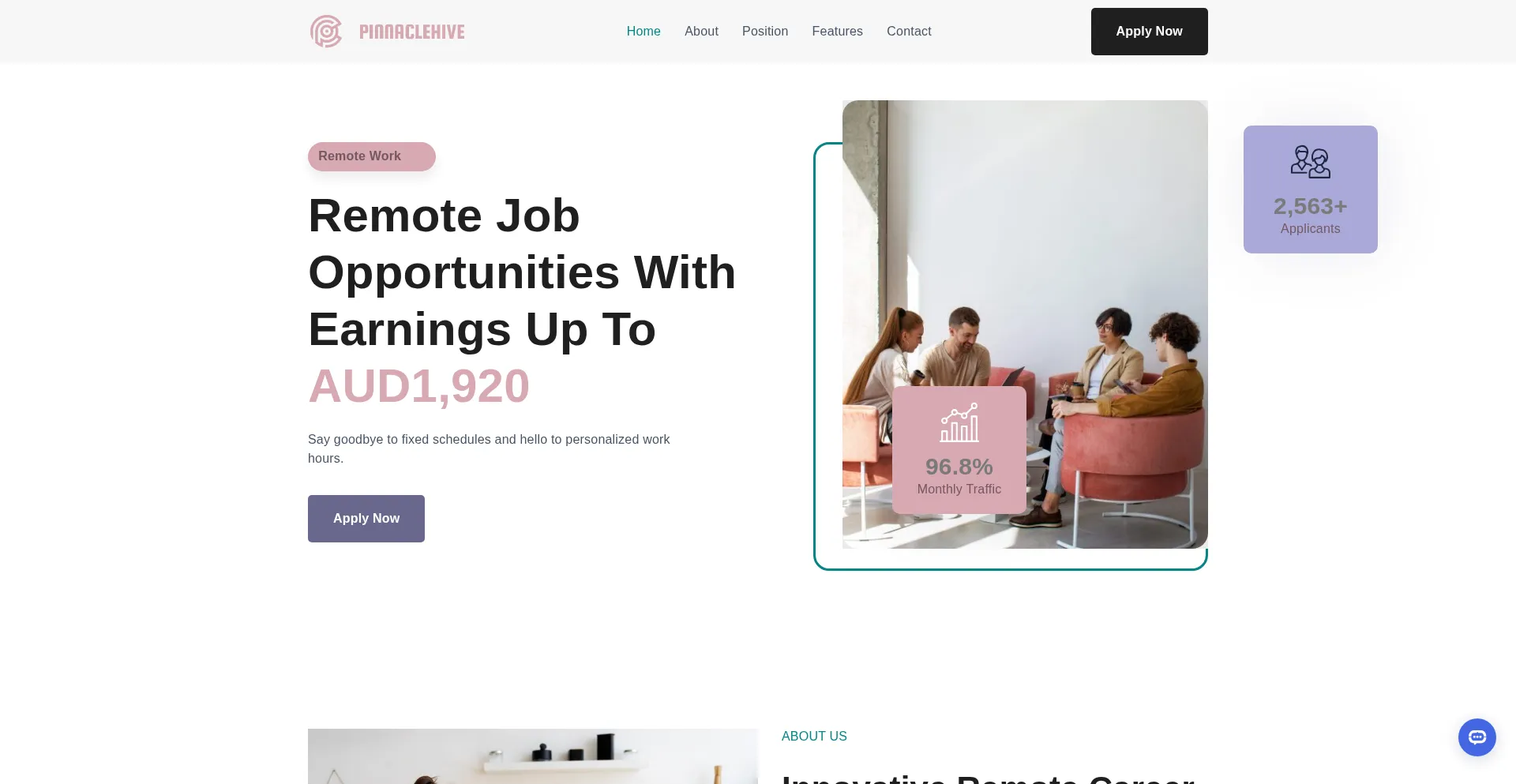 Website screenshot of Pinnaclehive.online
