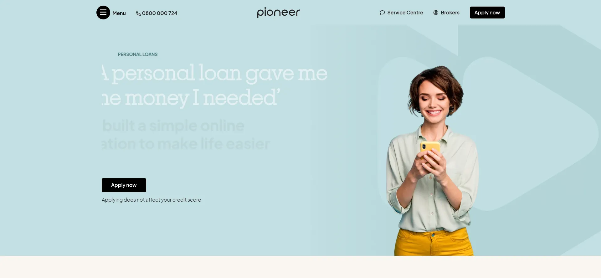 Website screenshot of Pioneerfinance.co.nz