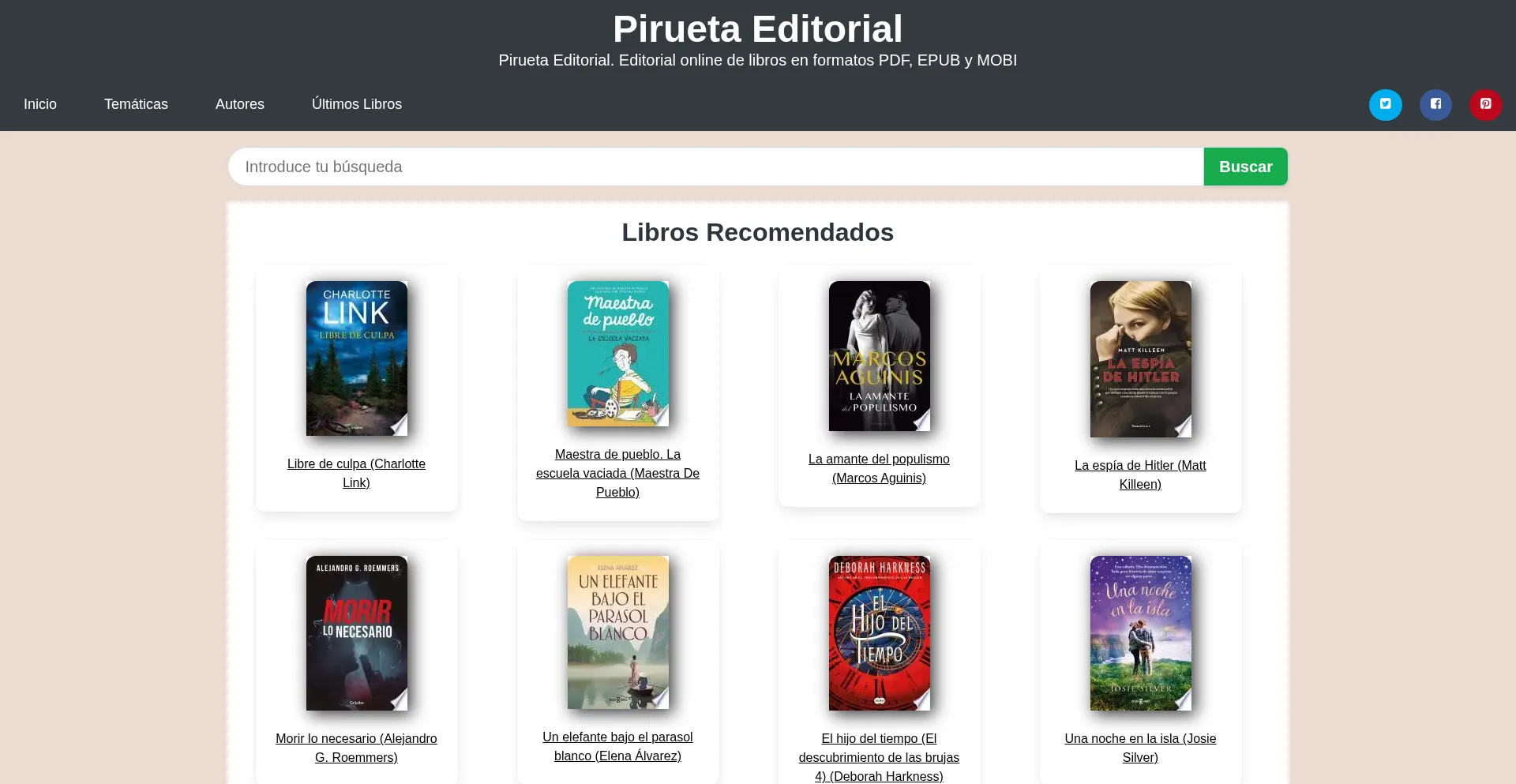 Website screenshot of Piruetaeditorial.com