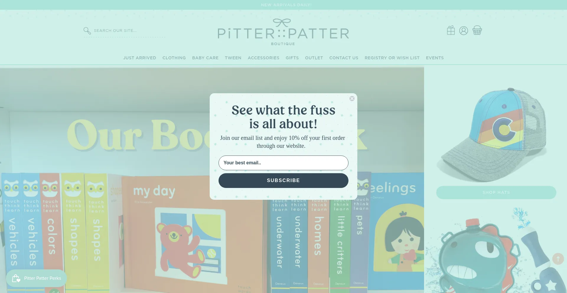 Website screenshot of Pitterpattershop.com