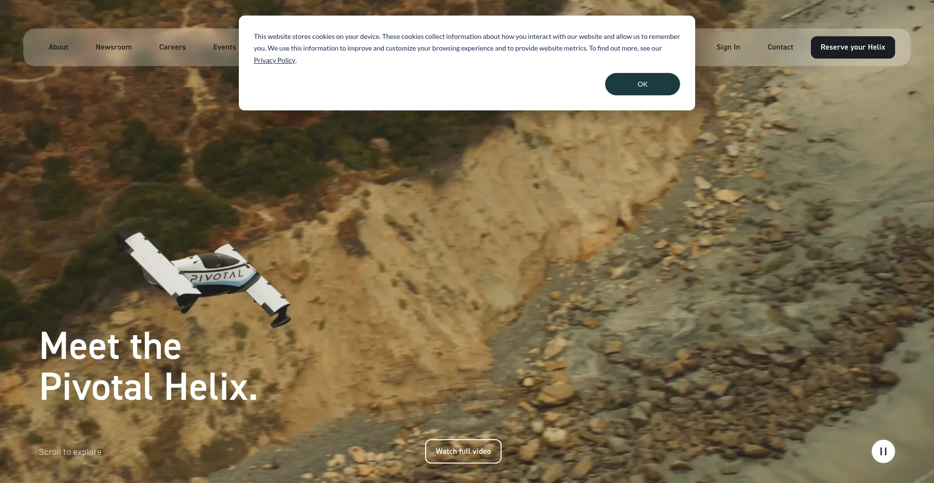Website screenshot of Pivotal.aero
