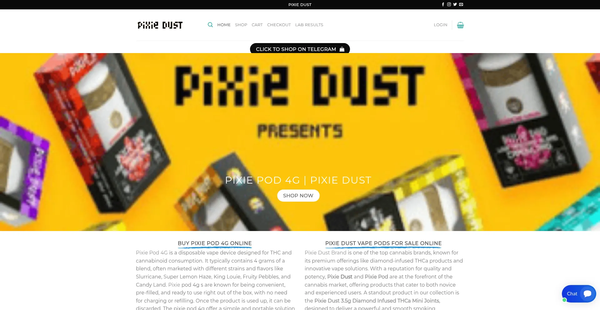 Website screenshot of Pixiepod4g.com