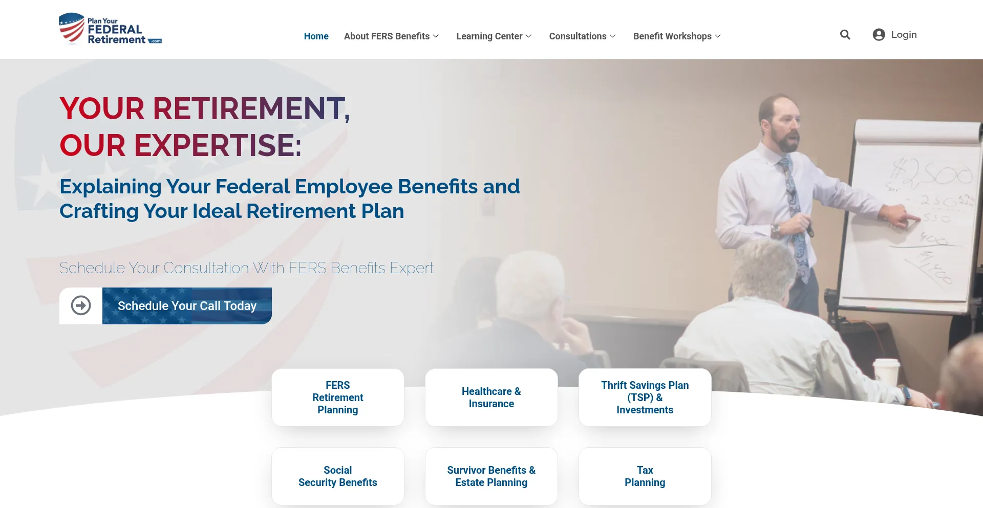 Website screenshot of Plan-your-federal-retirement.com