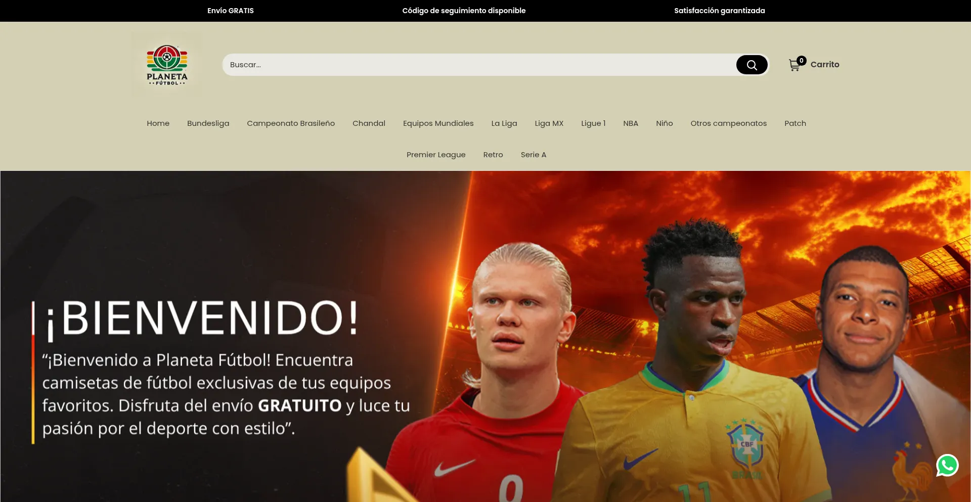 Website screenshot of Planetafutboltienda.com