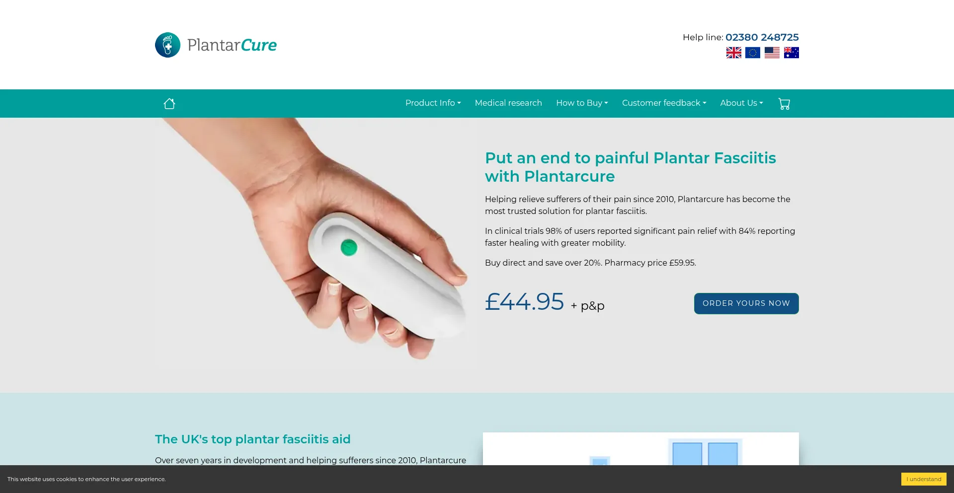 Website screenshot of Plantarcure.com