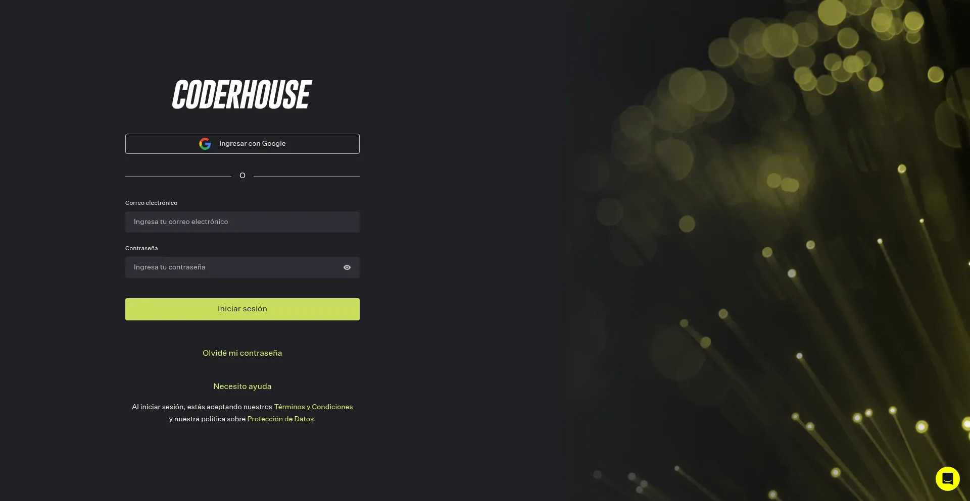 Website screenshot of Plataforma-login.coderhouse.com