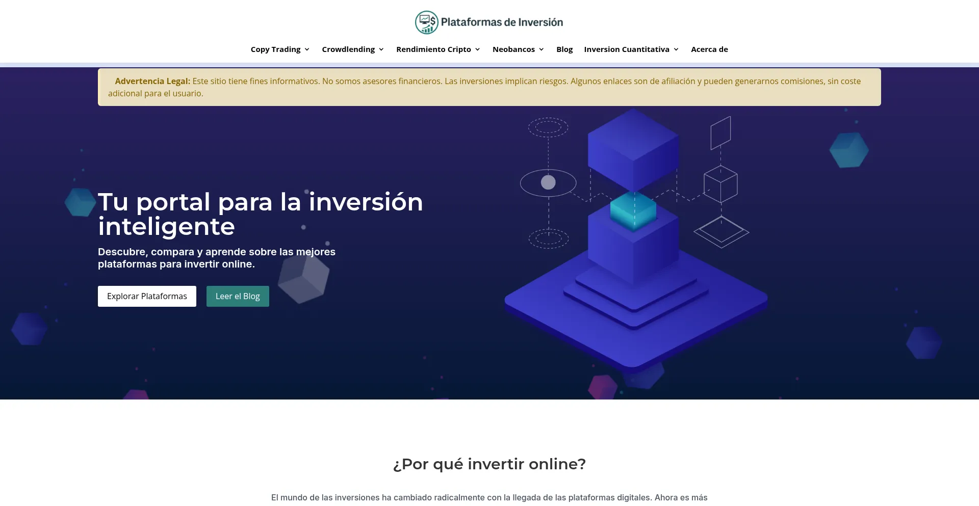 Website screenshot of Plataformasdeinversion.com