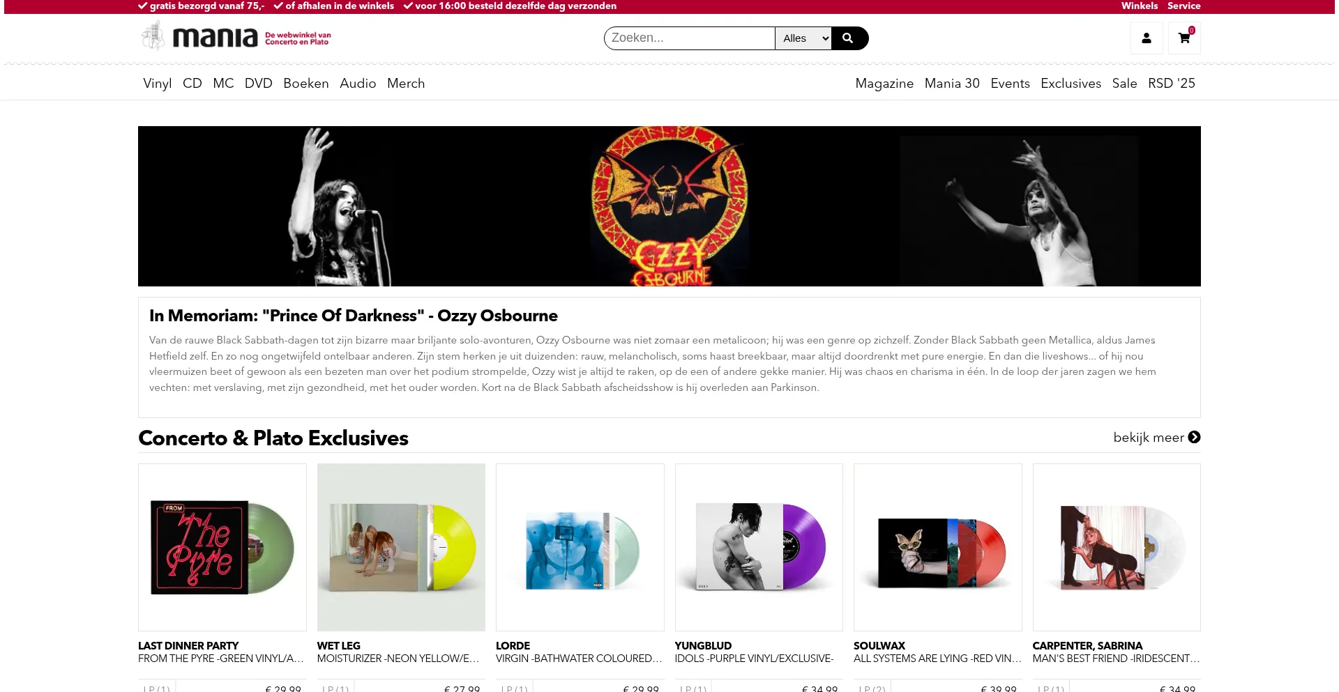 Website screenshot of Platomania.nl
