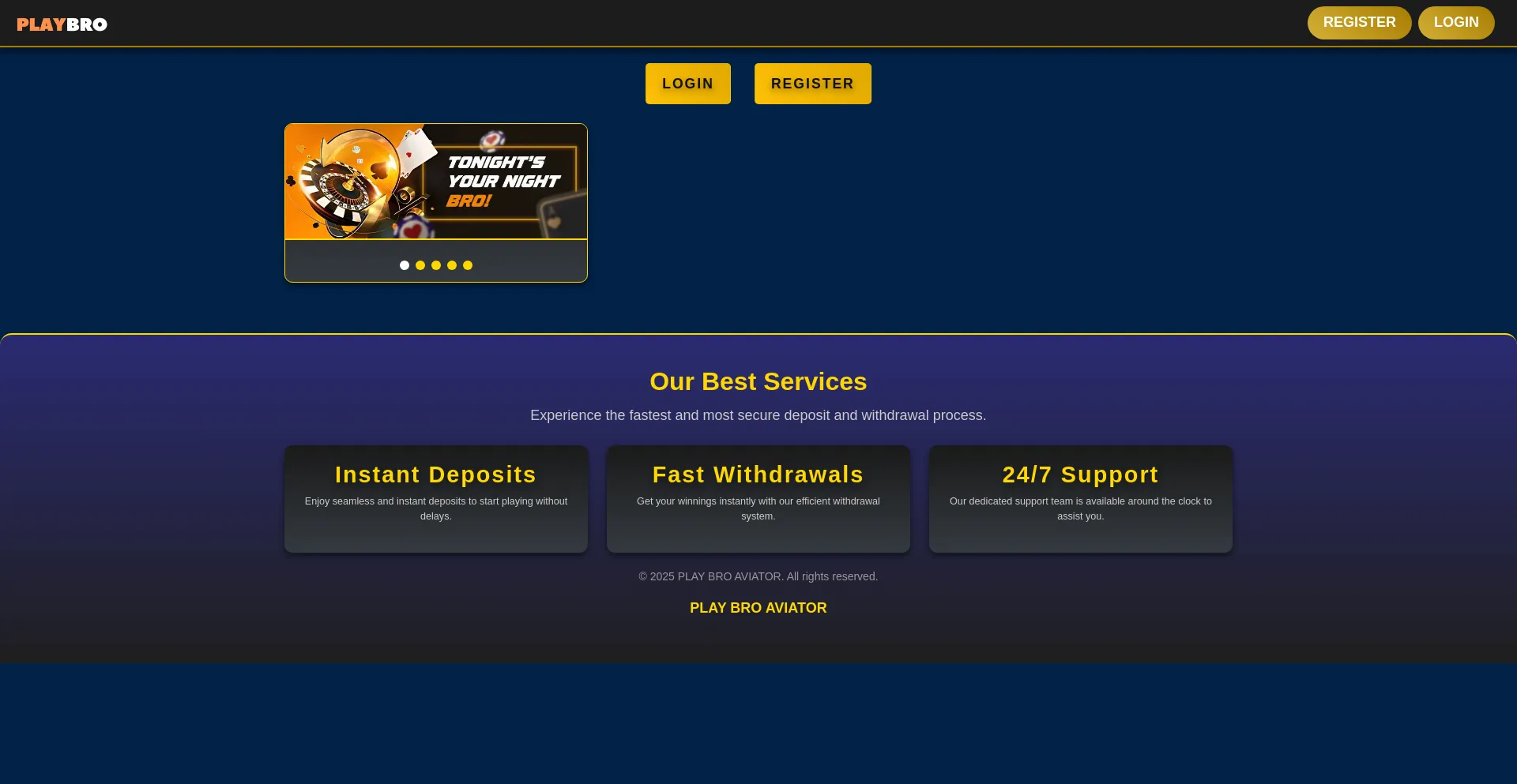 Website screenshot of Playbro-aviator.fun