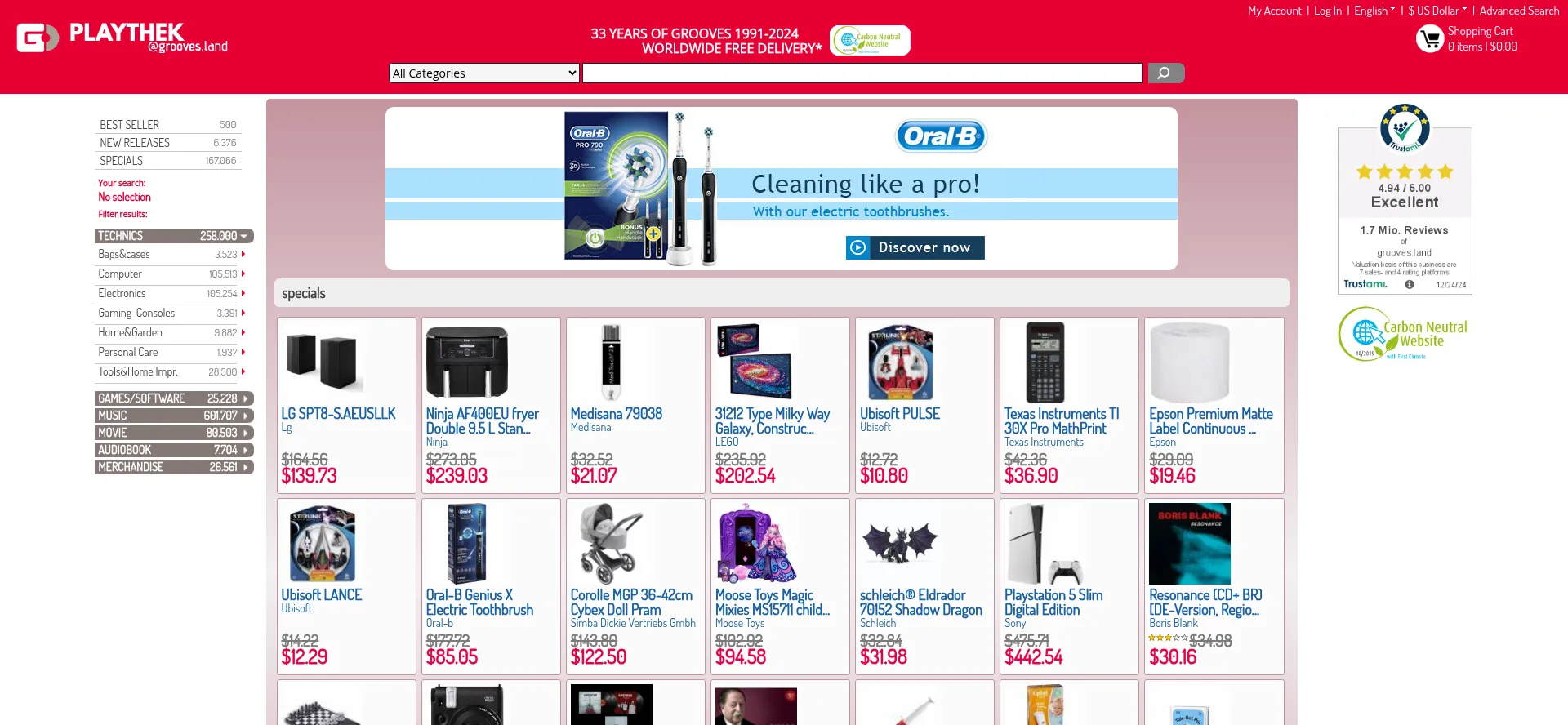 Website screenshot of Playthek.com
