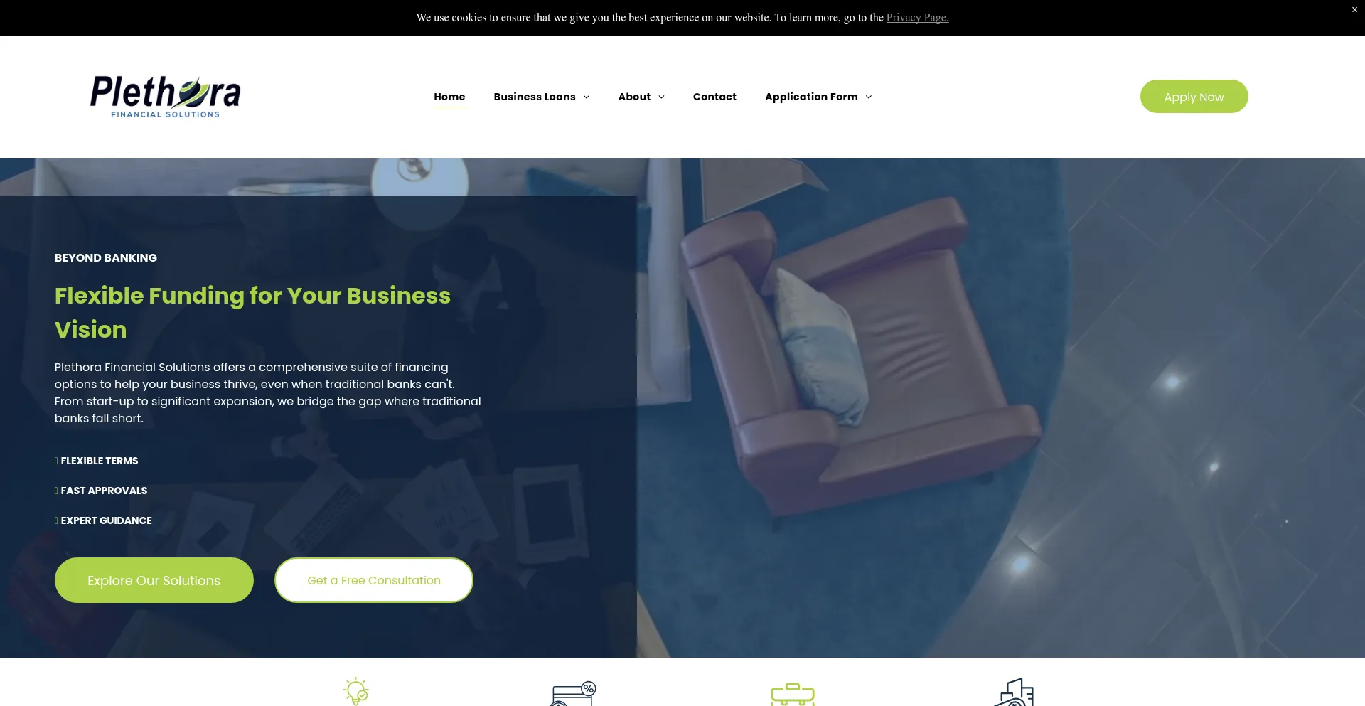 Website screenshot of Plethorafinancialsolutions.com