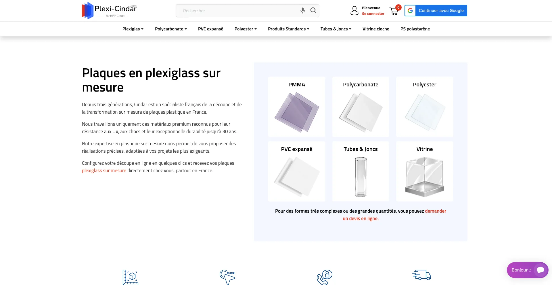 Website screenshot of Plexi-cindar.com