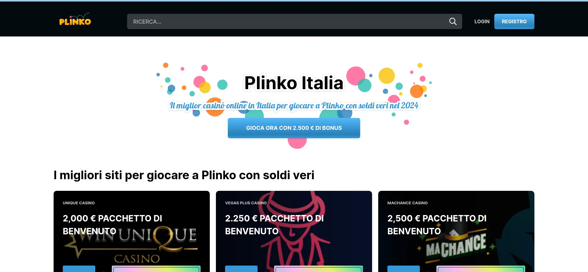 Website screenshot of Plinko-italia.net