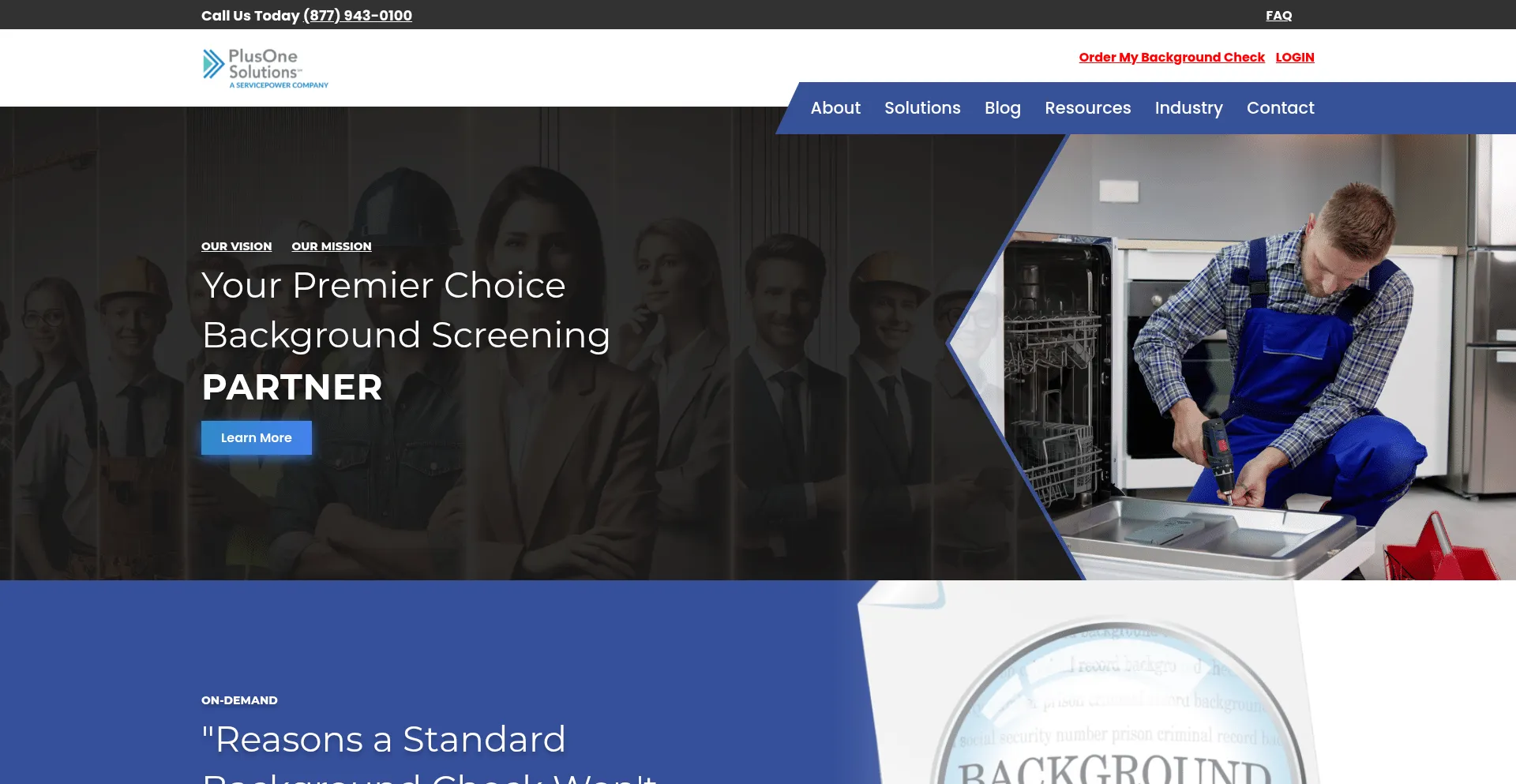 Website screenshot of Plusonesolutions.net