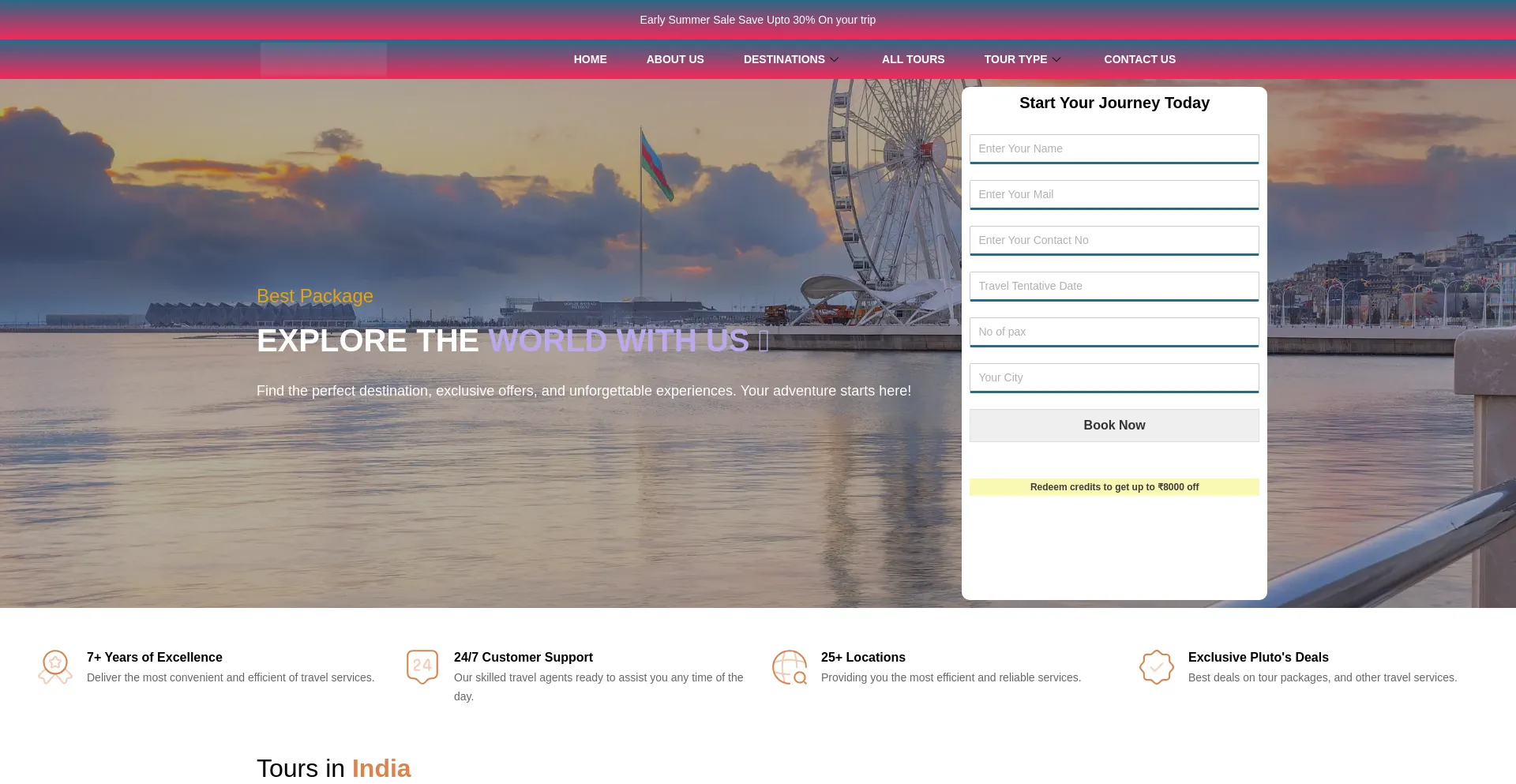 Website screenshot of Plutotours.com