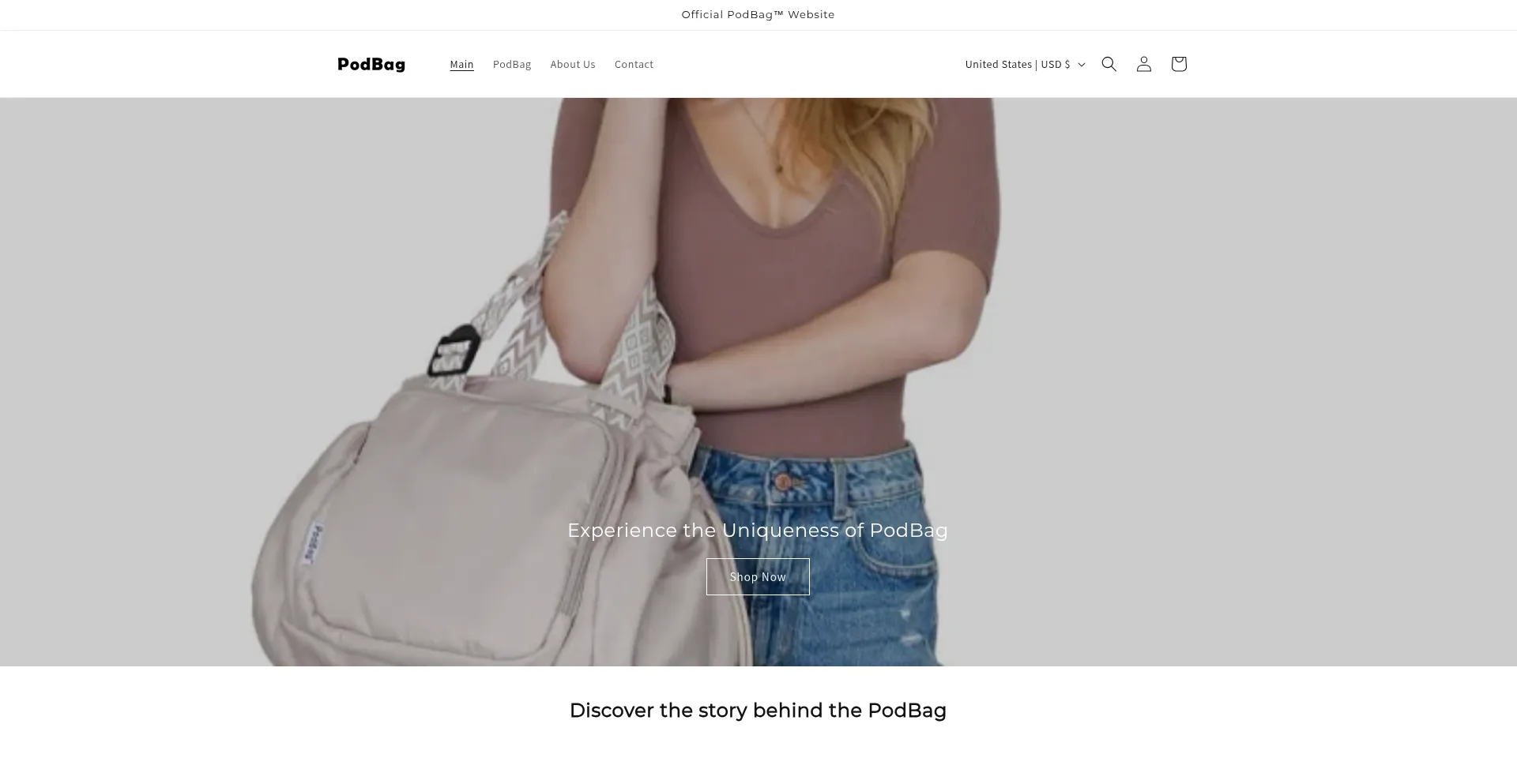 Website screenshot of Podbag.com