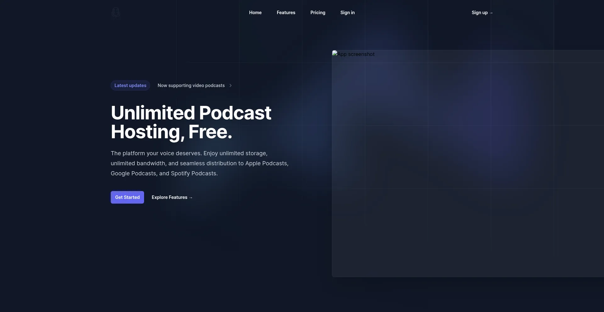 Website screenshot of Podcaststorage.com
