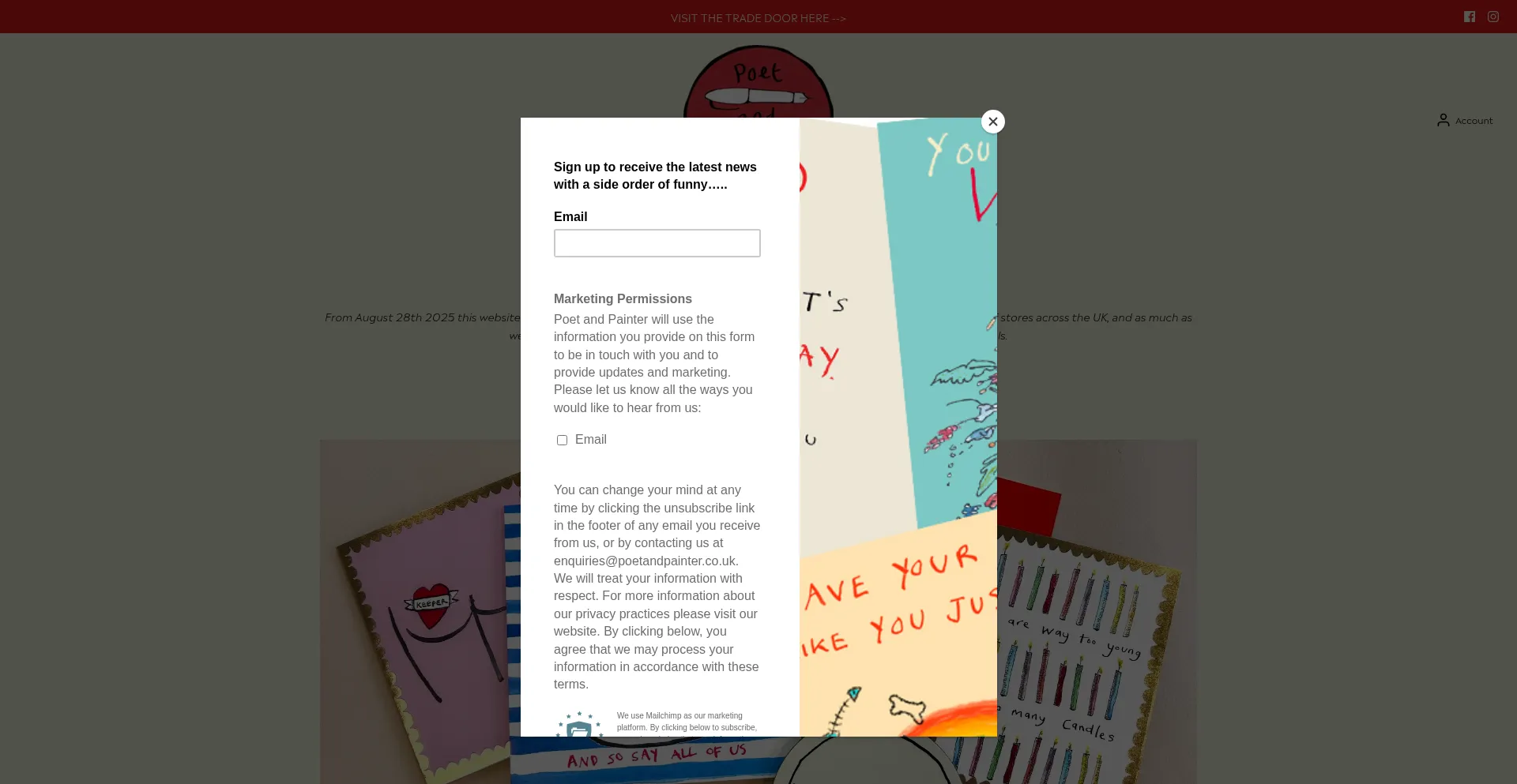 Website screenshot of Poetandpainter.co.uk