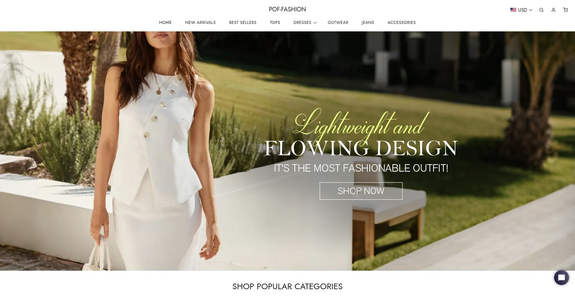 Website screenshot of Pof-fashion.com