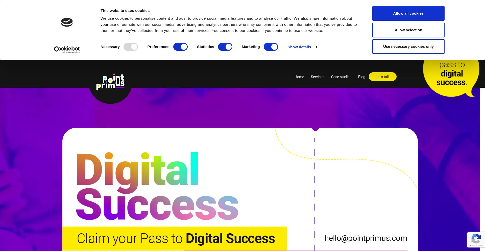 Website screenshot of Pointprimus.com