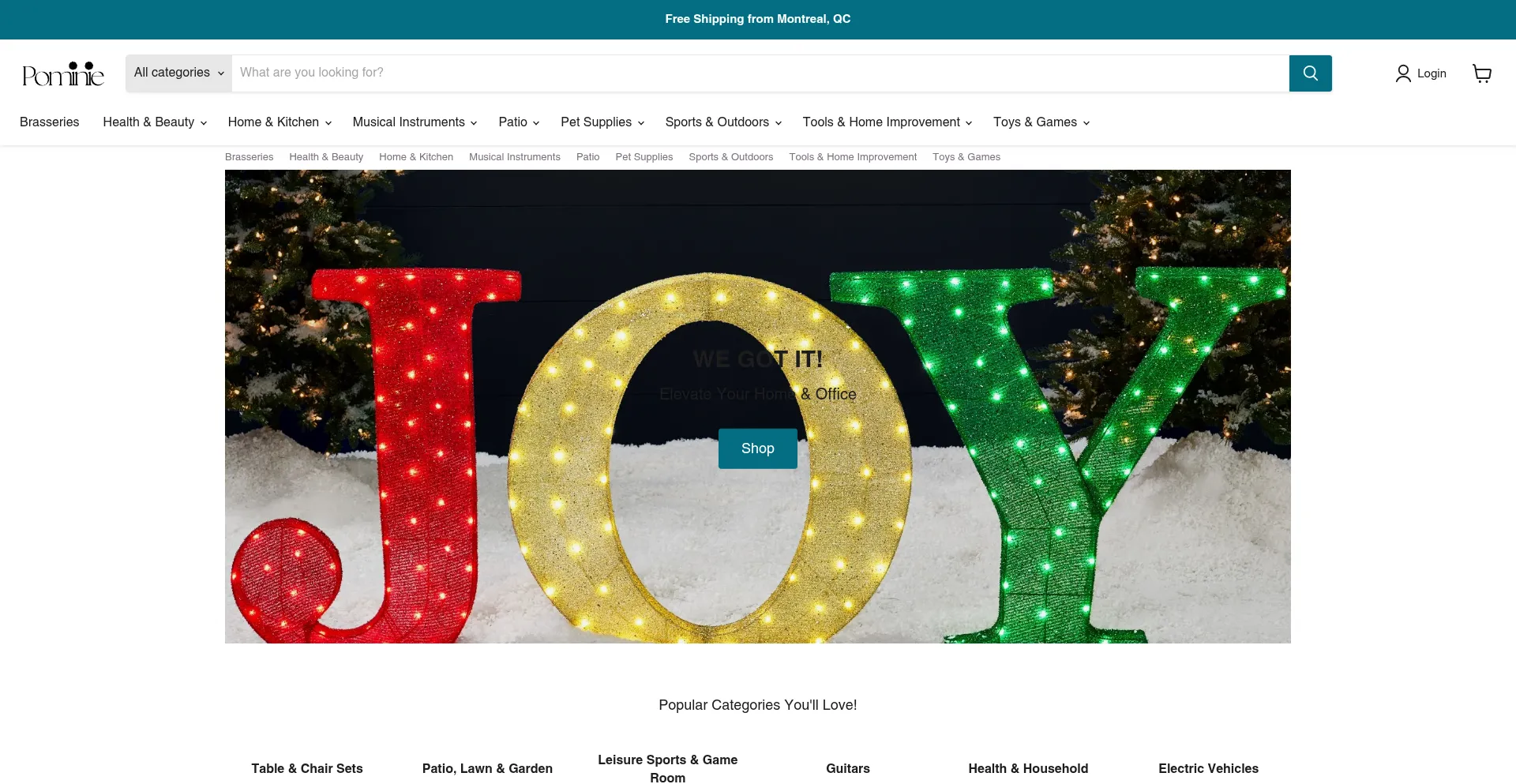 Website screenshot of Pominie.com