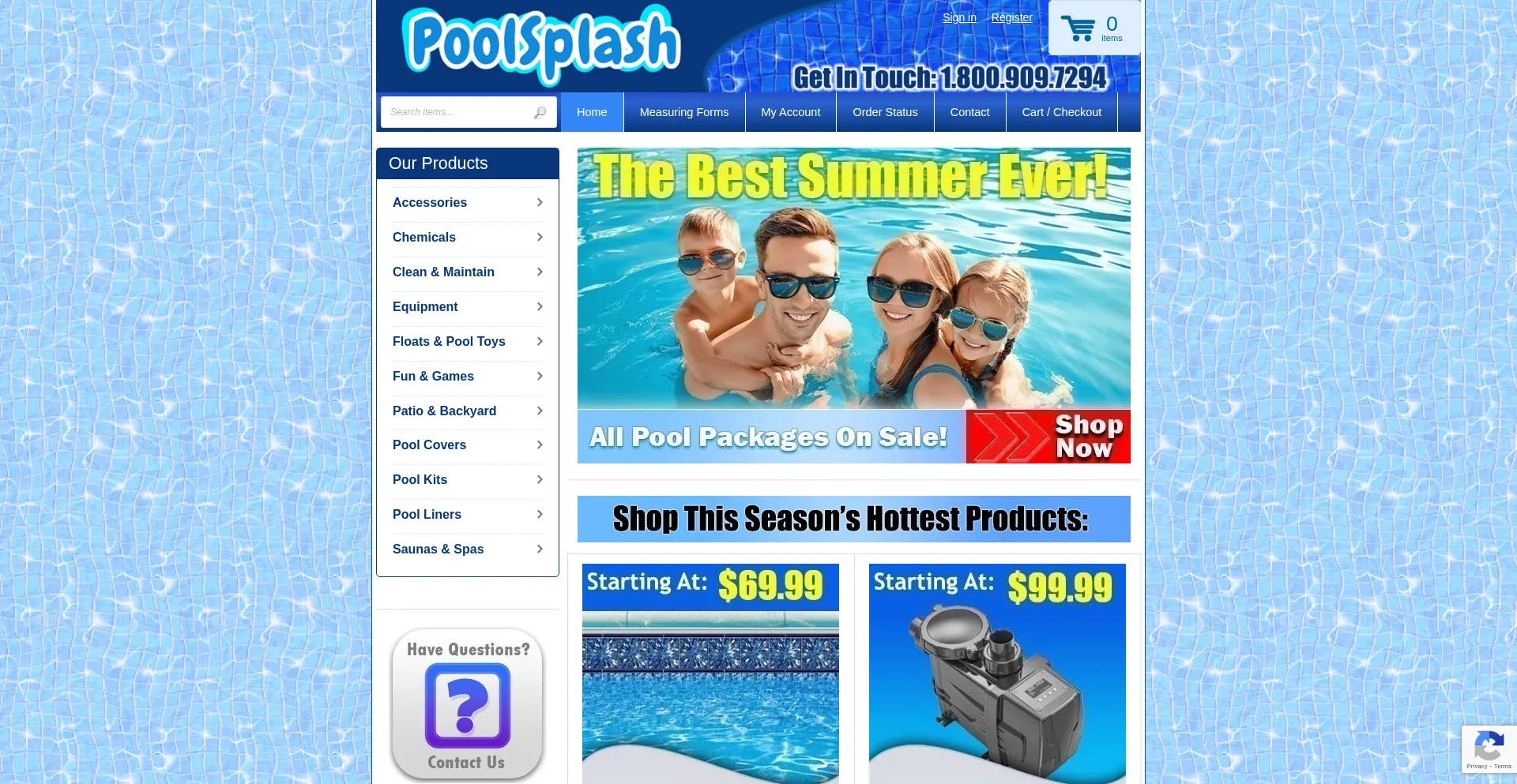 Website screenshot of Poolsplash.com