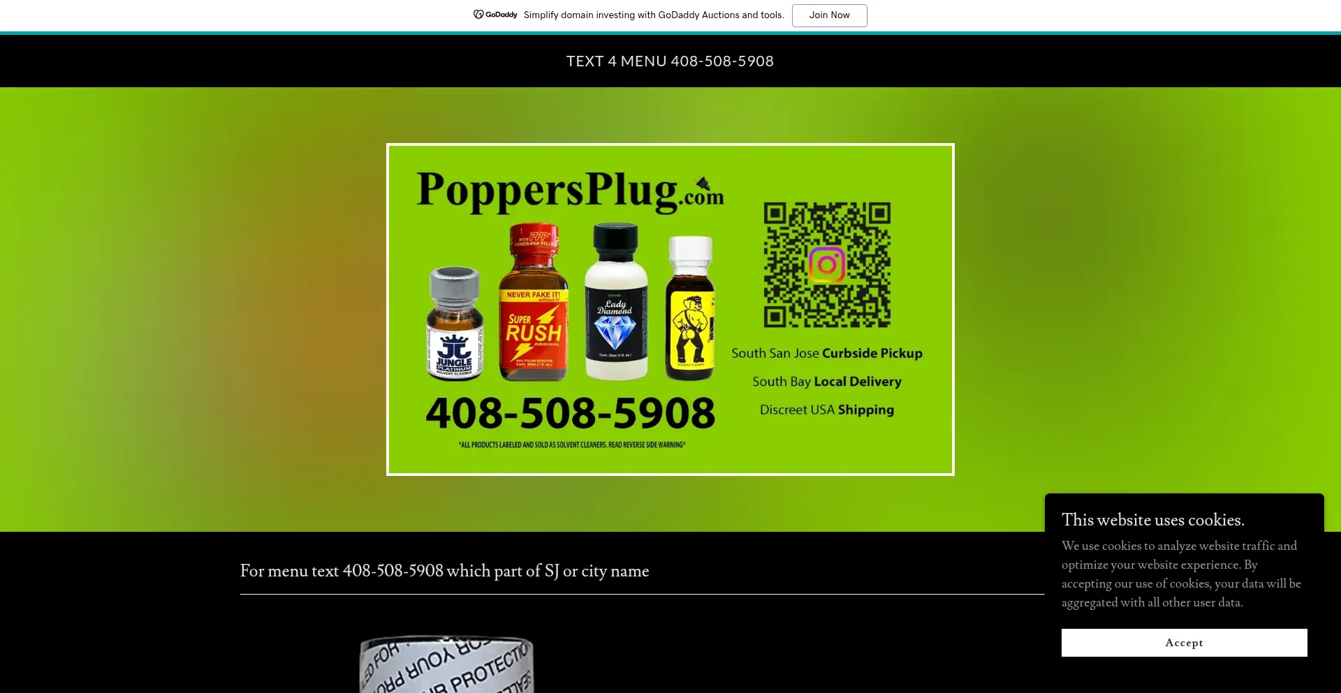 Website screenshot of Poppersplug.com