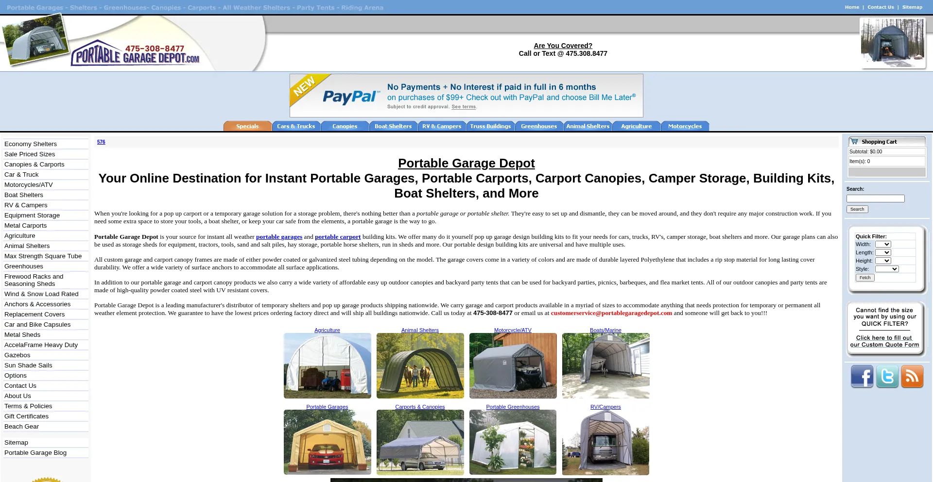 Portablegaragedepot.com Screenshot