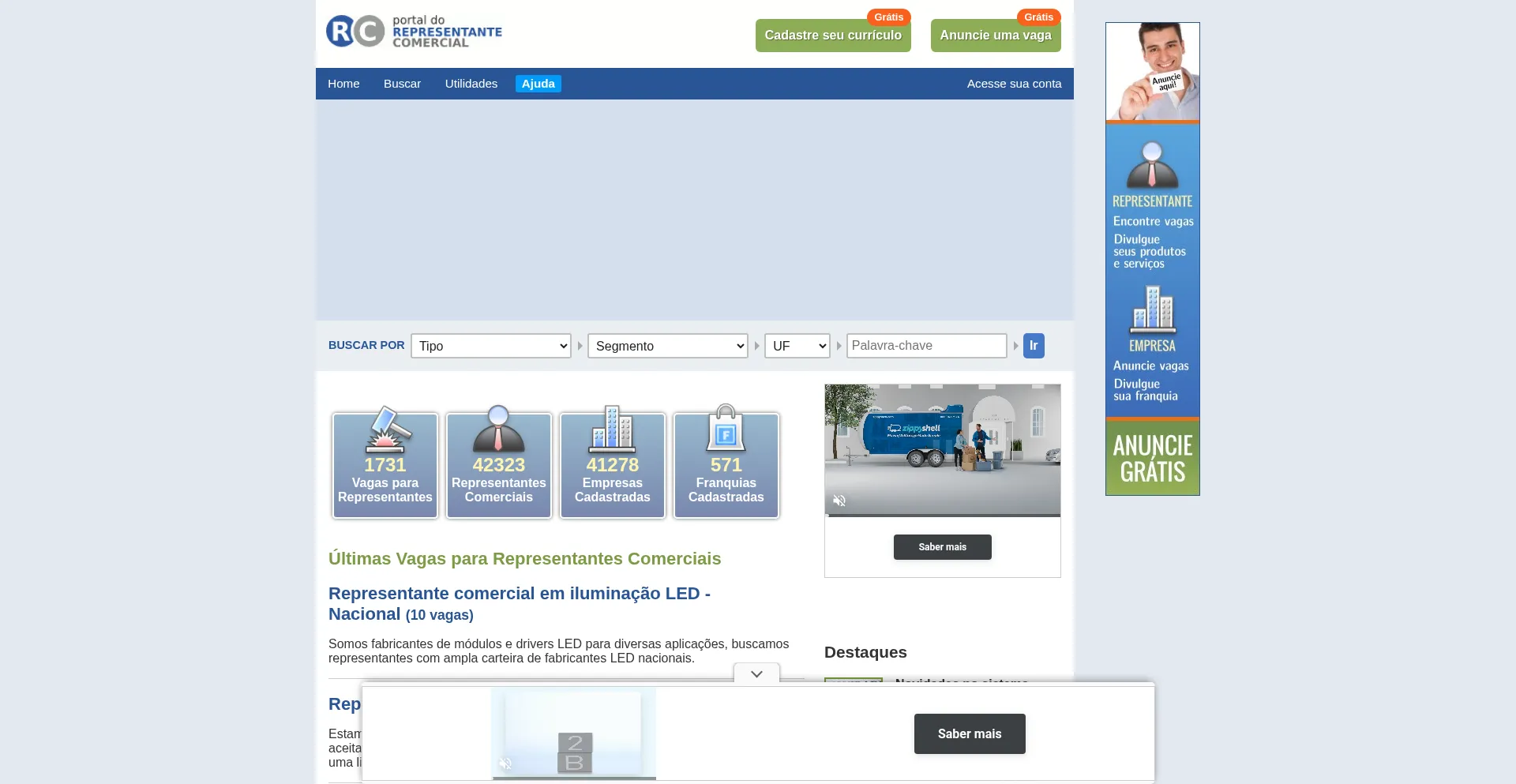 Website screenshot of Portaldorepresentante.com.br