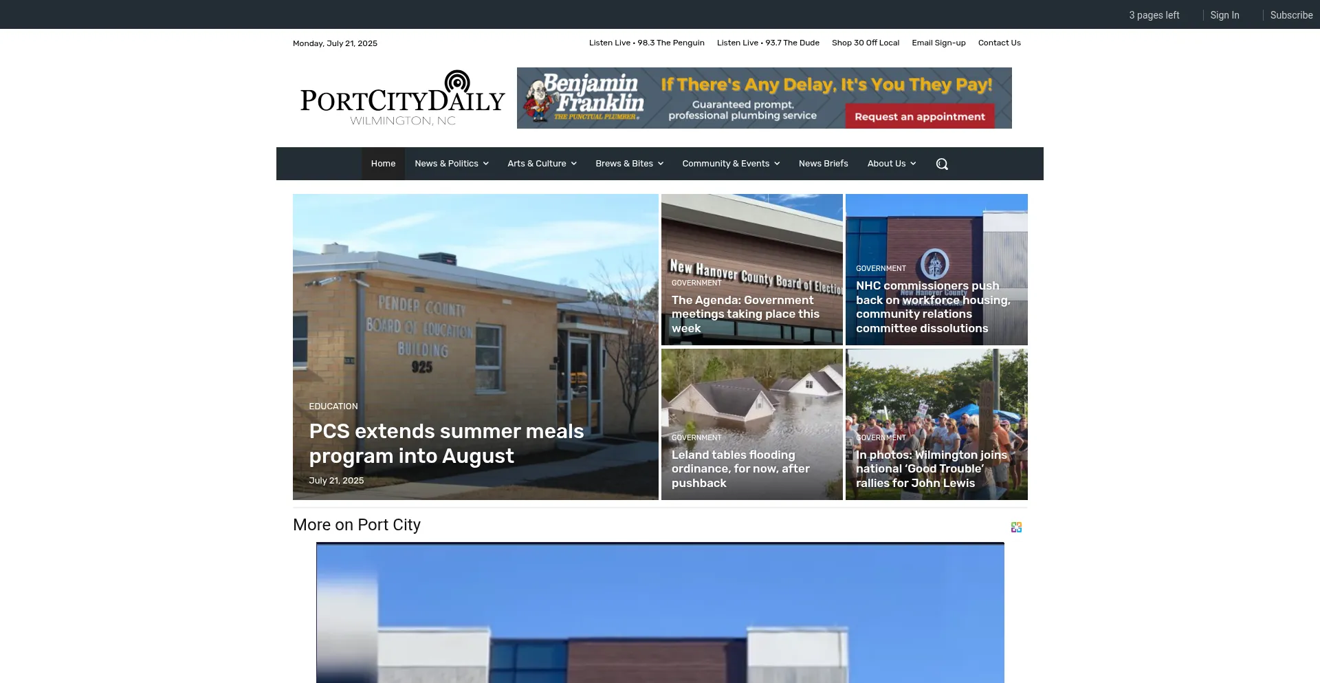 Website screenshot of Portcitydaily.com