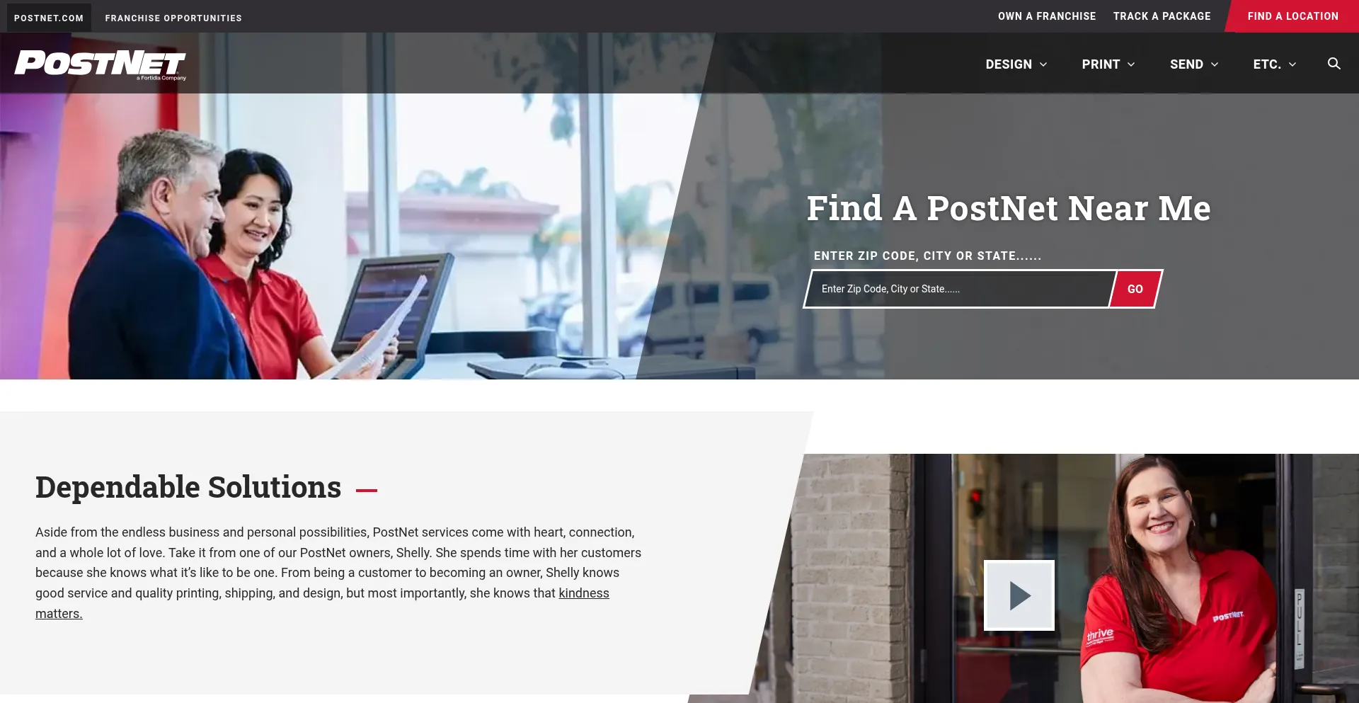 Website screenshot of Postnet.com