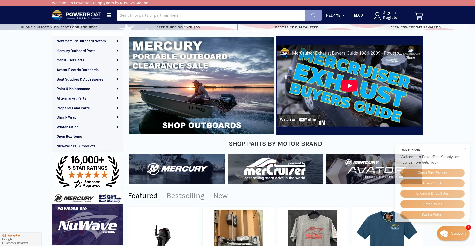 Website screenshot of Powerboatsupply.com