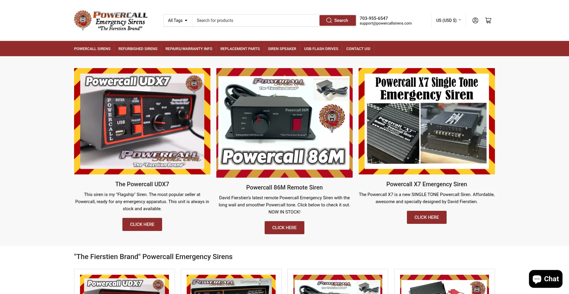 Website screenshot of Powercallsirens.net
