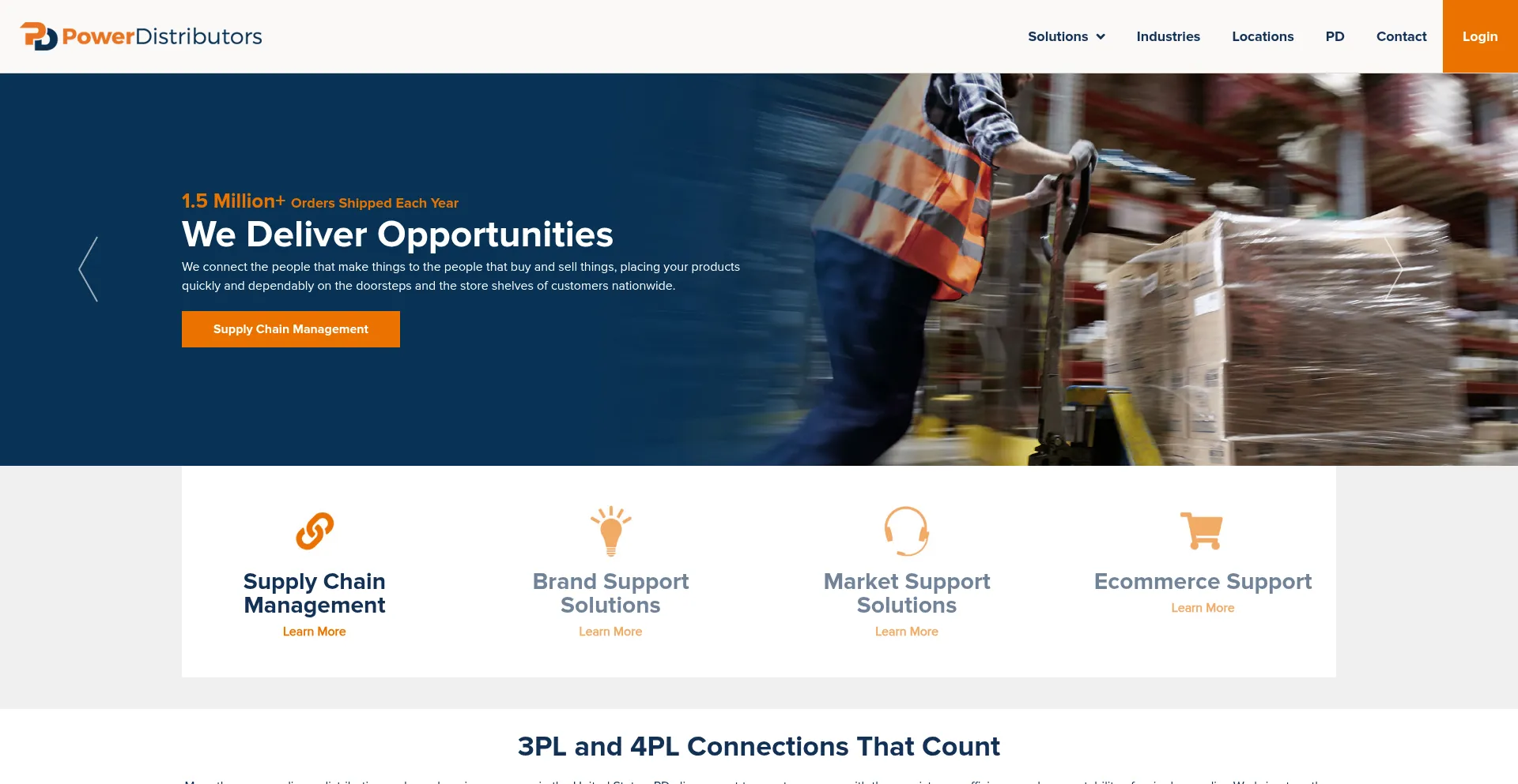 Website screenshot of Powerdistributors.com