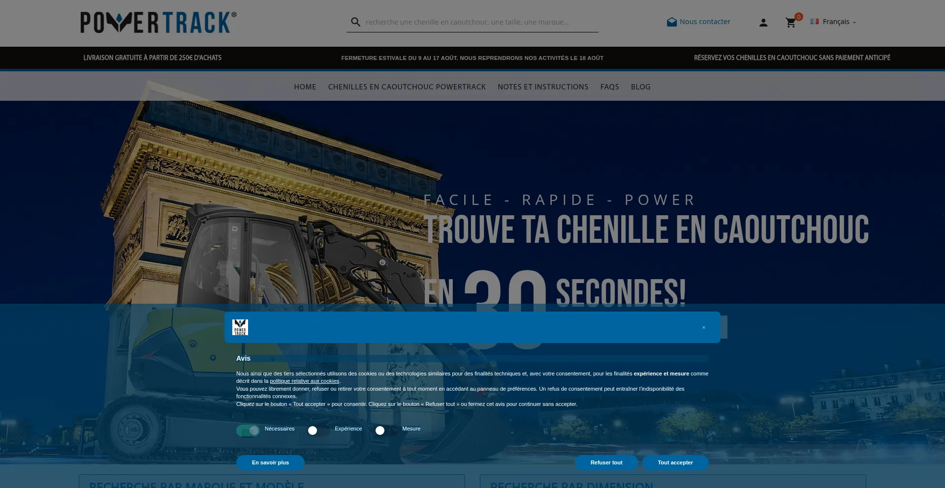 Website screenshot of Powertrack.fr
