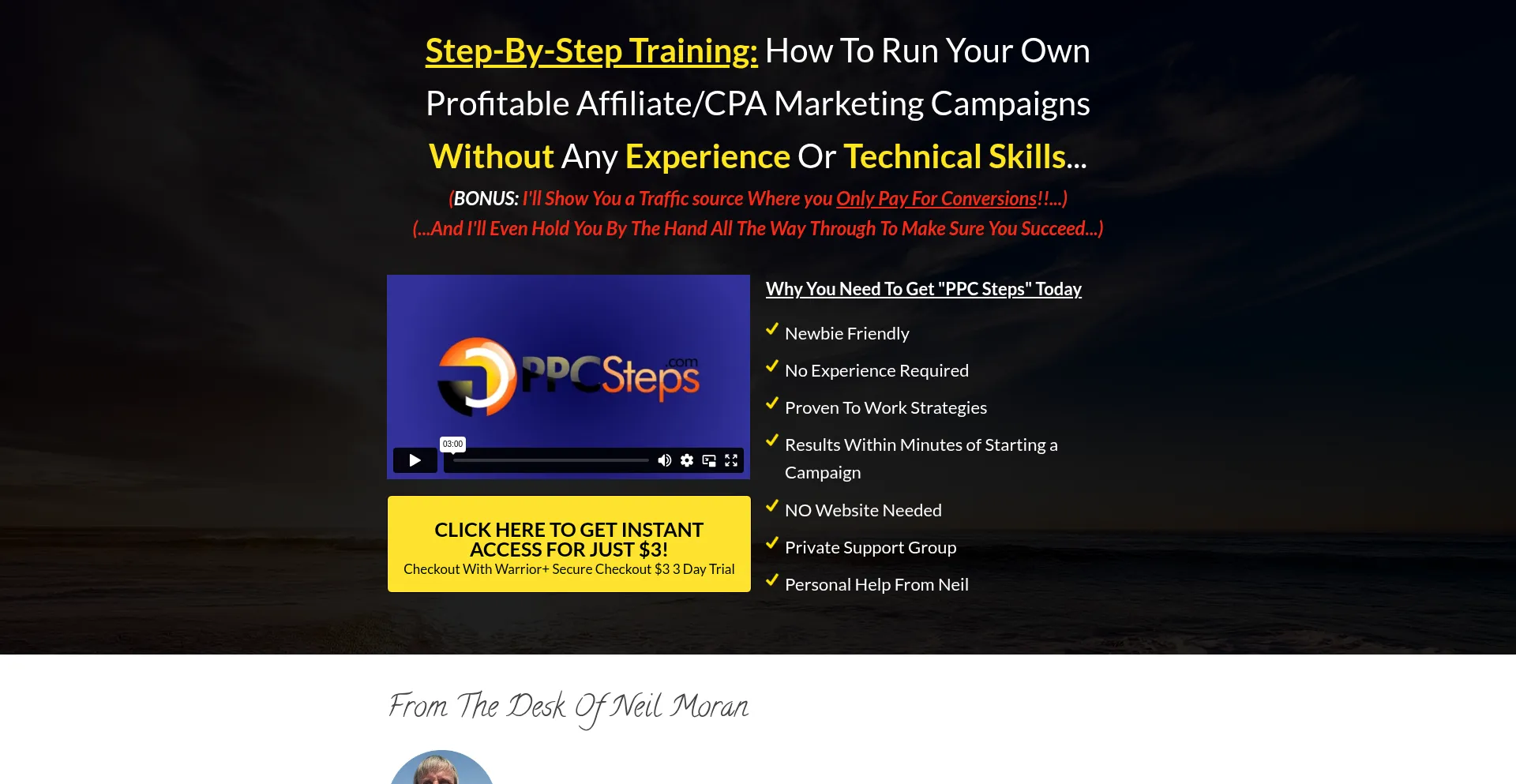 Website screenshot of Ppcsteps.com