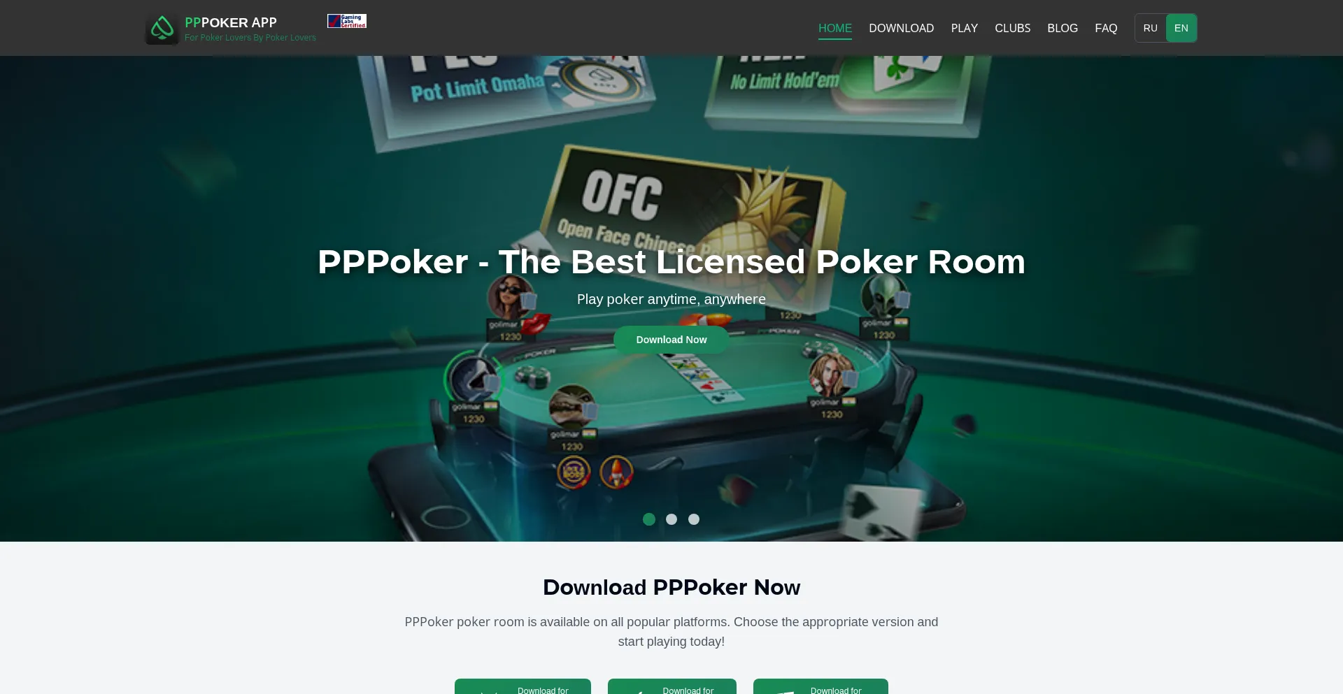 Website screenshot of Pppoker.app