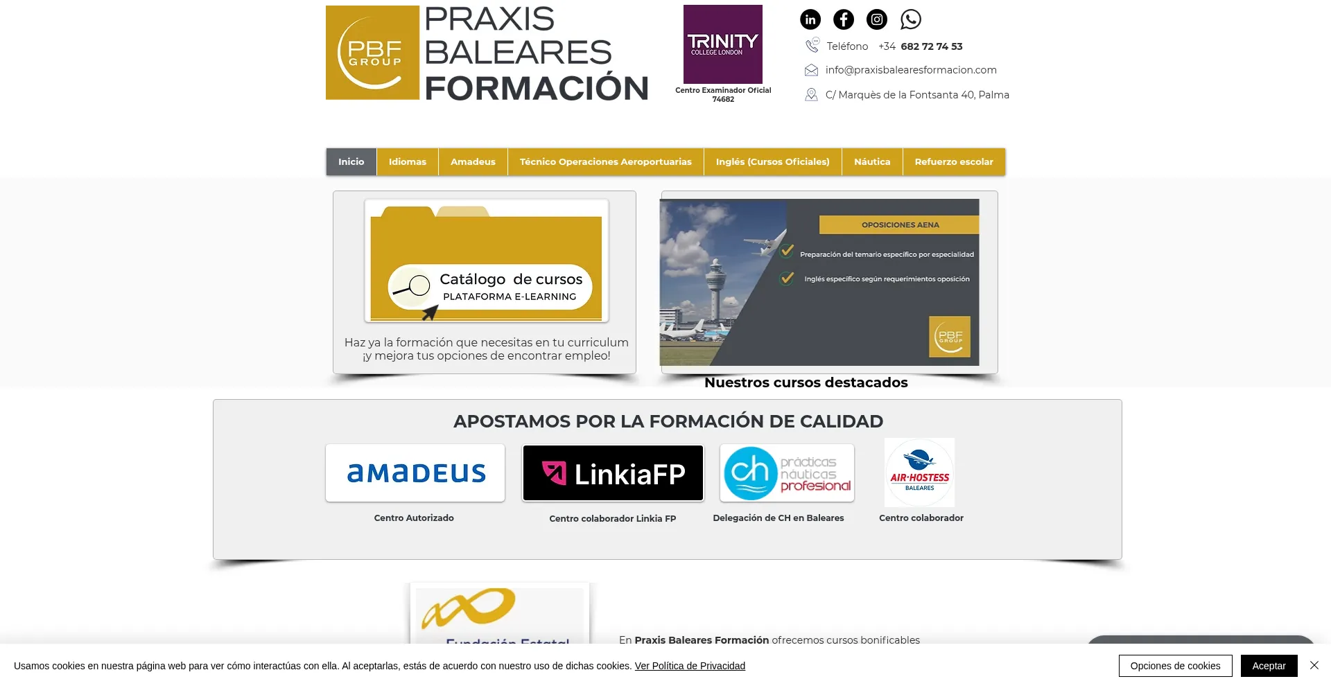 Website screenshot of Praxisbalearesformacion.com