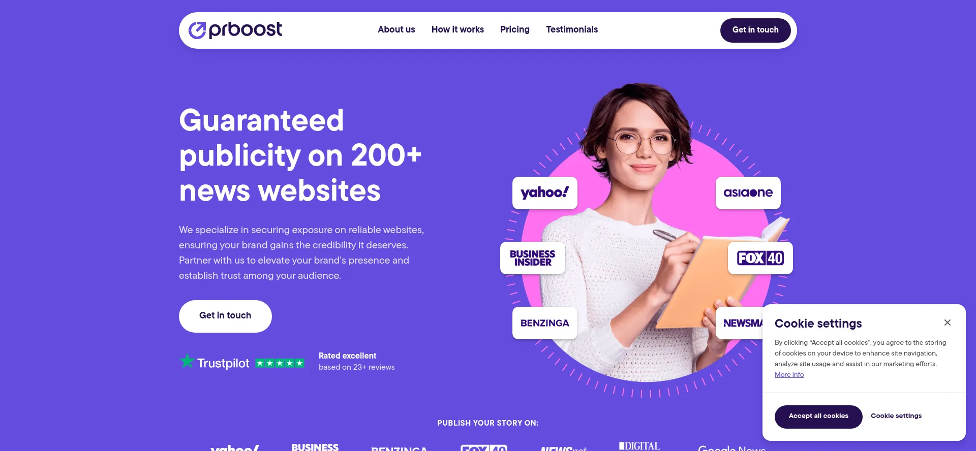 Website screenshot of Prboost.io