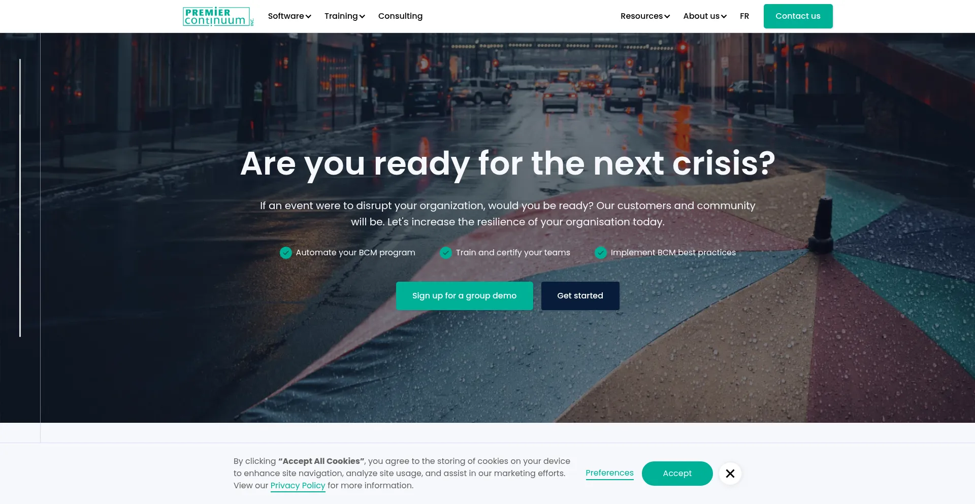 Website screenshot of Premiercontinuum.com