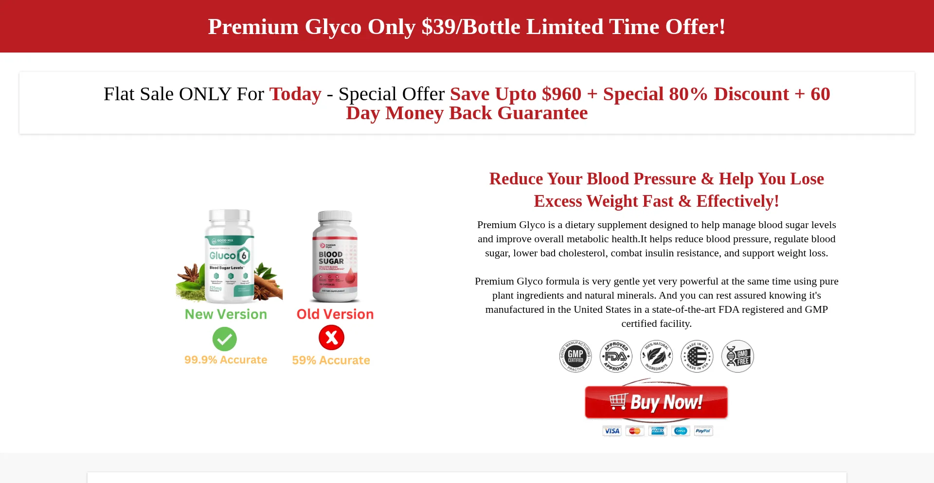 Website screenshot of Premiumglyco.us